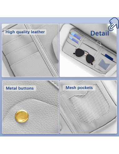 Organizador de Visera de Coche Norkmdi Gris con Múltiples Bolsillos