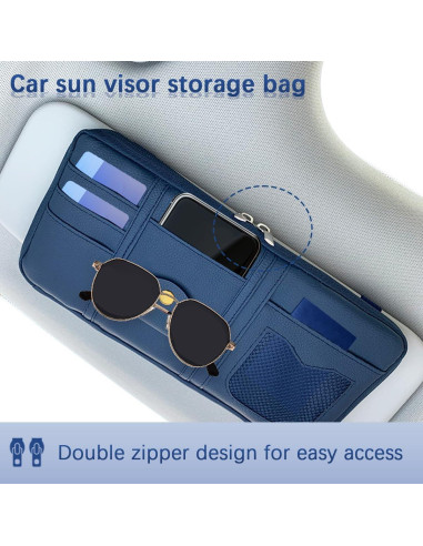 Organizador de Visera de Coche Norkmdi Gris con Múltiples Bolsillos