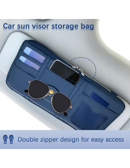 Organizador de Visera de Coche Norkmdi Gris con Múltiples Bolsillos