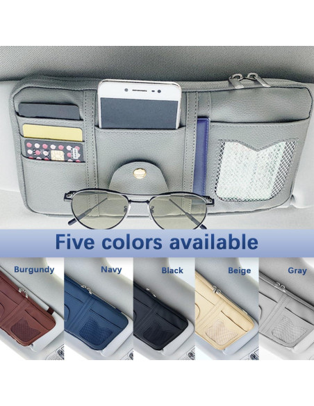 Organizador de Visera de Coche Norkmdi Gris con Múltiples Bolsillos