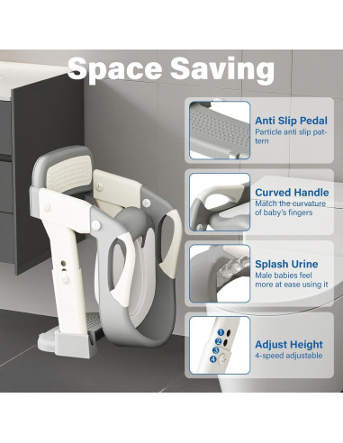 Asiento de Entrenamiento para Baño 3 en 1 WAAYAA Ajustable