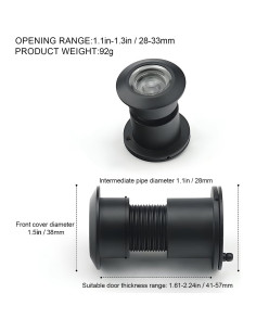 Mirilla de puerta 220 Genérico con cubierta de privacidad negra 2