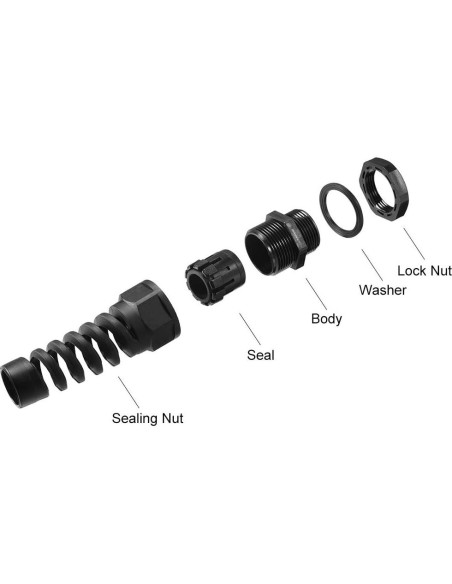 Conector de Cable M16 uxcell IP68 Impermeable 6-10mm 2 Pcs