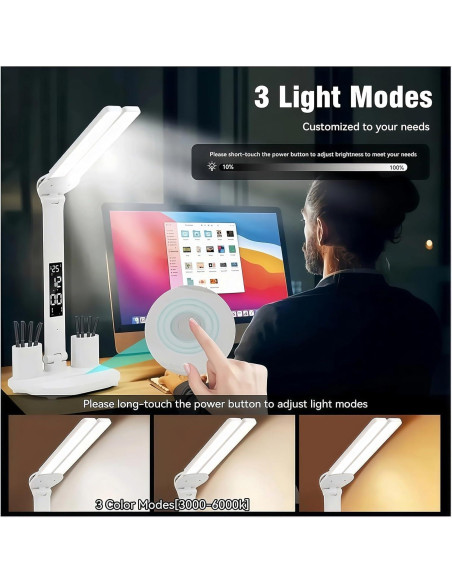 Lámpara de Escritorio LED CHICRAYS PRO ONE 2025 3 Niveles Brillo