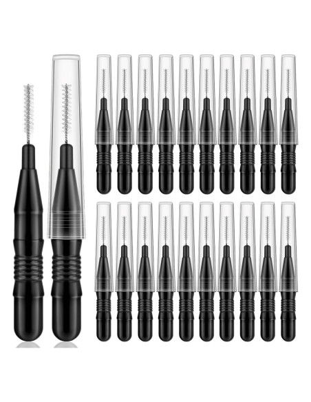 20 Cepillos Micro Spoolie para Cejas y Pestañas DWNDN Negro