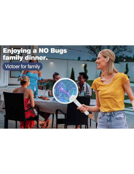 Raqueta Eléctrica de Mosquitos VLISBO 4000V Batería 1200mAh