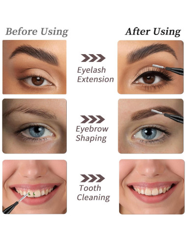 20 Cepillos Micro Spoolie para Cejas y Pestañas DWNDN Negro