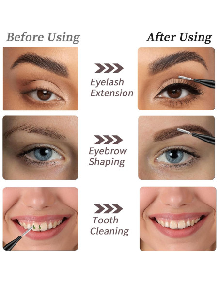 20 Cepillos Micro Spoolie para Cejas y Pestañas DWNDN Negro