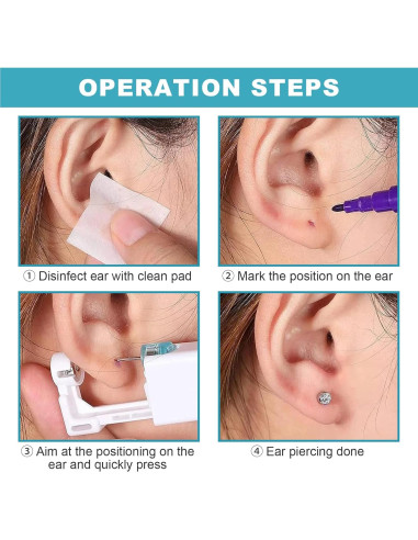 Kit de Perforación de Orejas Autdor 36Pcs - Incluye Pistolas y Studs