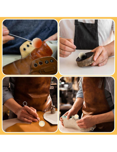 10 Cepillos de Bola de Lana para Tinte de Cuero Psyqtsuary