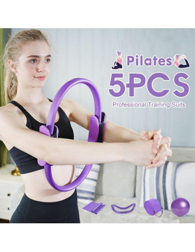 Conjunto de Pilates y Yoga Roenae con 5 Accesorios Morado