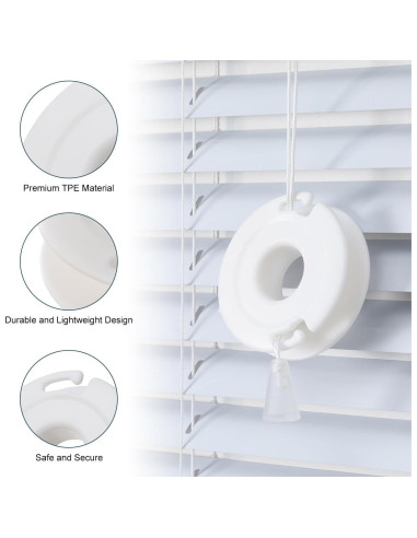 Enrollador de Cuerda de Persiana Lenink - 4 Piezas, Blanco, Sin Taladro