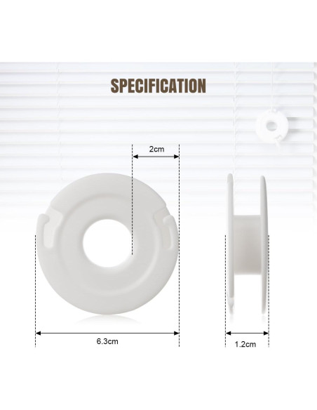 Enrollador de Cuerda de Persiana Lenink - 4 Piezas, Blanco, Sin Taladro