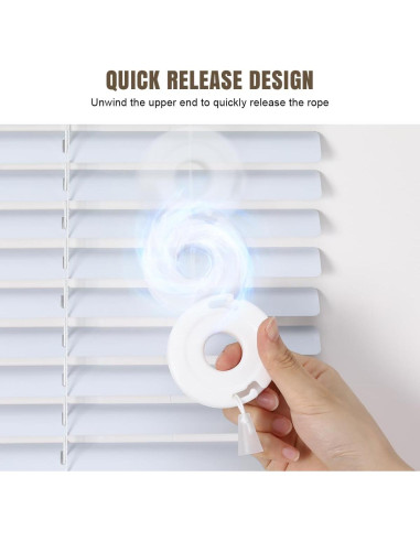 Enrollador de Cuerda de Persiana Lenink - 4 Piezas, Blanco, Sin Taladro