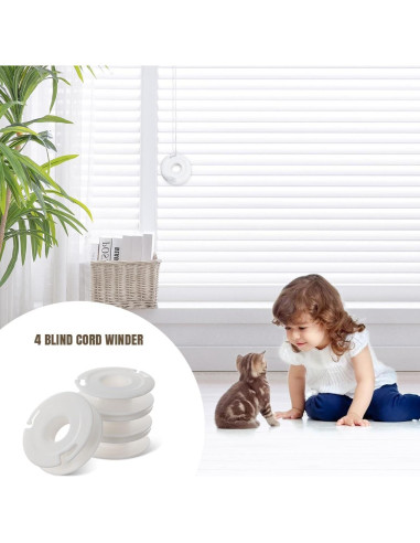 Enrollador de Cuerda de Persiana Lenink - 4 Piezas, Blanco, Sin Taladro