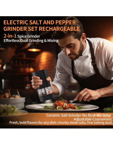 Molino eléctrico de sal y pimienta BoAn recargable USB-C