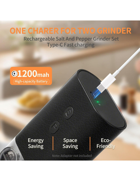 Molino eléctrico de sal y pimienta BoAn recargable USB-C