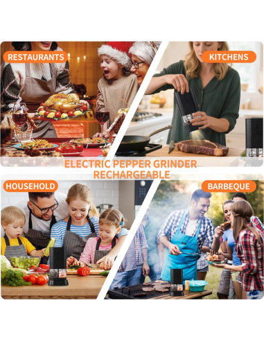 Molino eléctrico de sal y pimienta BoAn recargable USB-C