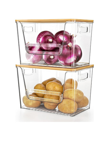 Organizadores de Alacena Delamu 2 Set Transparente 28.5x17.8 cm