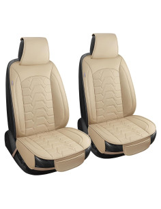 Cubiertas de Asientos de Coche Hoozoom Cuero Beige 2PCS