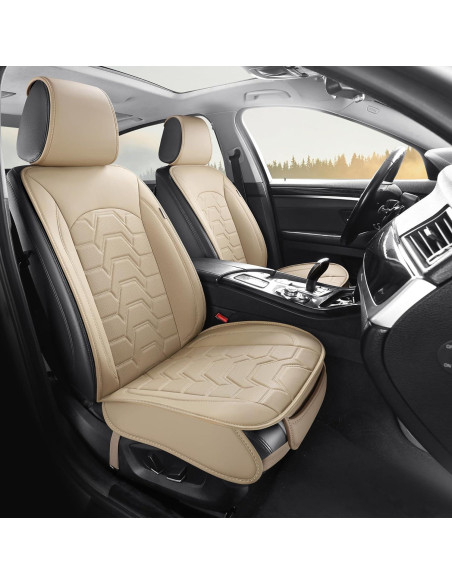 Cubiertas de Asientos de Coche Hoozoom Cuero Beige 2PCS