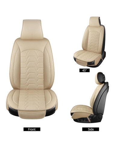 Cubiertas de Asientos de Coche Hoozoom Cuero Beige 2PCS