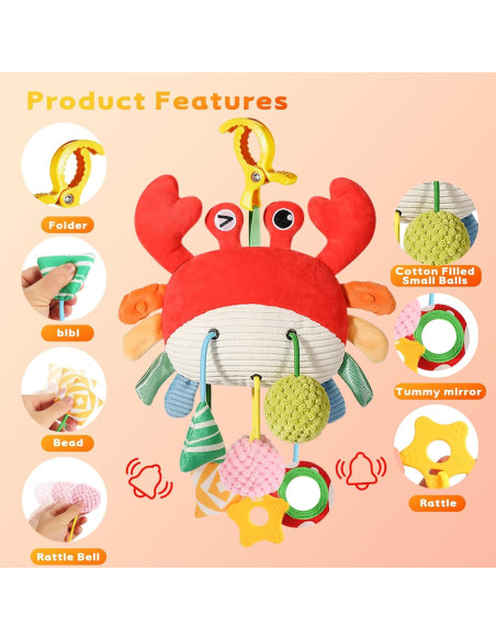Juguete Colgante para Silla de Auto Ivrmtal Cangrejo 0-6 Meses