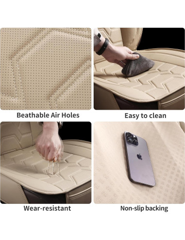Cubiertas de Asientos de Coche Hoozoom Cuero Beige 2PCS