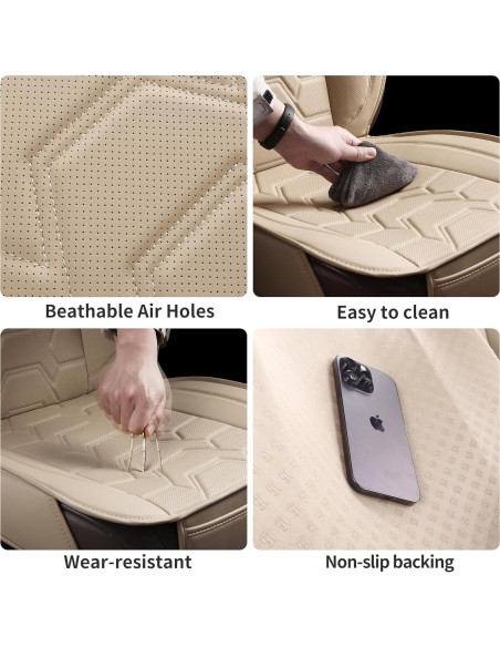 Cubiertas de Asientos de Coche Hoozoom Cuero Beige 2PCS