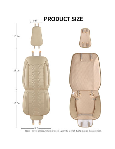 Cubiertas de Asientos de Coche Hoozoom Cuero Beige 2PCS
