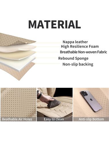 Cubiertas de Asientos de Coche Hoozoom Cuero Beige 2PCS