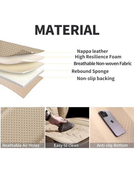 Cubiertas de Asientos de Coche Hoozoom Cuero Beige 2PCS