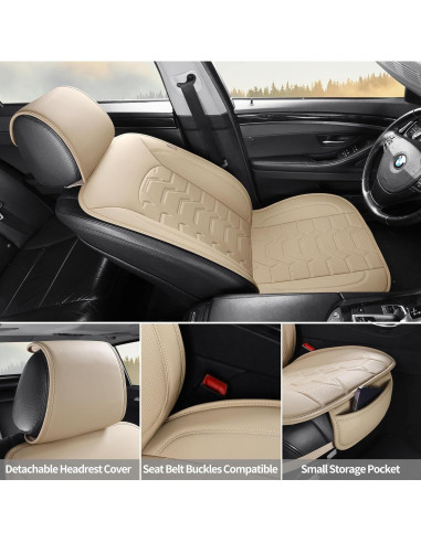 Cubiertas de Asientos de Coche Hoozoom Cuero Beige 2PCS
