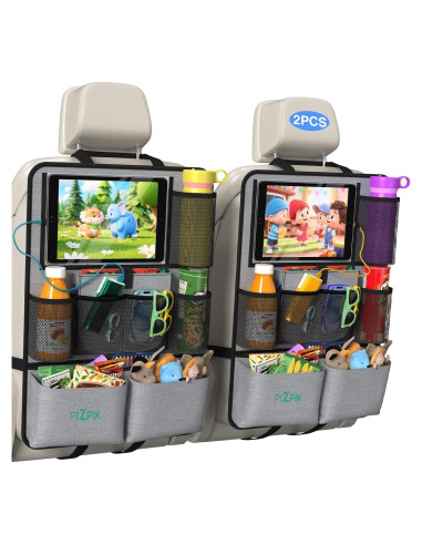 Organizador de Asiento Trasero Plzpik 2Pack Gris 11 Bolsillos