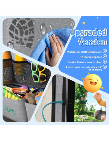 Organizador de Asiento Trasero Plzpik 2Pack Gris 11 Bolsillos