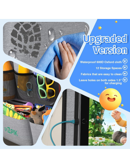 Organizador de Asiento Trasero Plzpik 2Pack Gris 11 Bolsillos