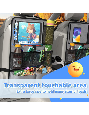 Organizador de Asiento Trasero Plzpik 2Pack Gris 11 Bolsillos