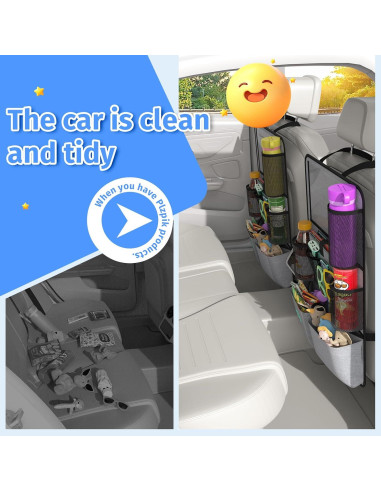 Organizador de Asiento Trasero Plzpik 2Pack Gris 11 Bolsillos