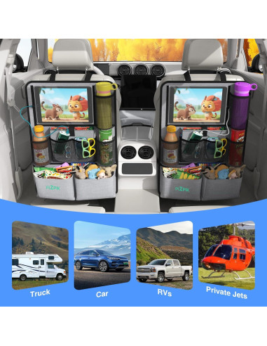 Organizador de Asiento Trasero Plzpik 2Pack Gris 11 Bolsillos