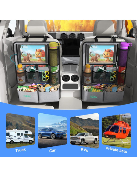 Organizador de Asiento Trasero Plzpik 2Pack Gris 11 Bolsillos