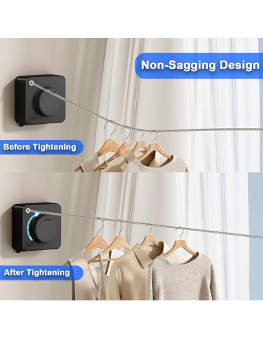 Tendedero Retráctil UpChoNice 4.75m Acero Inoxidable Negro