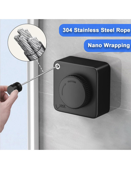 Tendedero Retráctil UpChoNice 4.75m Acero Inoxidable Negro