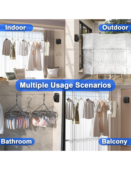 Tendedero Retráctil UpChoNice 4.75m Acero Inoxidable Negro