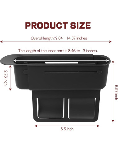 Organizador Rellenador Espacio Asientos Coche Hbxdeco Negro