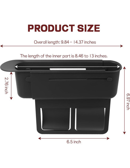 Organizador Rellenador Espacio Asientos Coche Hbxdeco Negro