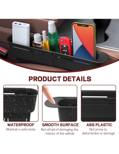 Organizador Rellenador Espacio Asientos Coche Hbxdeco Negro