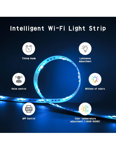 Luces LED Inteligentes Wi-Fi BASON 6 Tiras 2.99m RGBCW