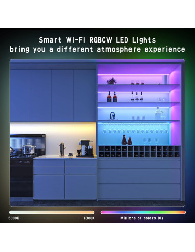 Luces LED Inteligentes Wi-Fi BASON 6 Tiras 2.99m RGBCW