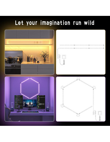 Luces LED Inteligentes Wi-Fi BASON 6 Tiras 2.99m RGBCW