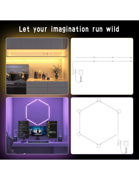 Luces LED Inteligentes Wi-Fi BASON 6 Tiras 2.99m RGBCW